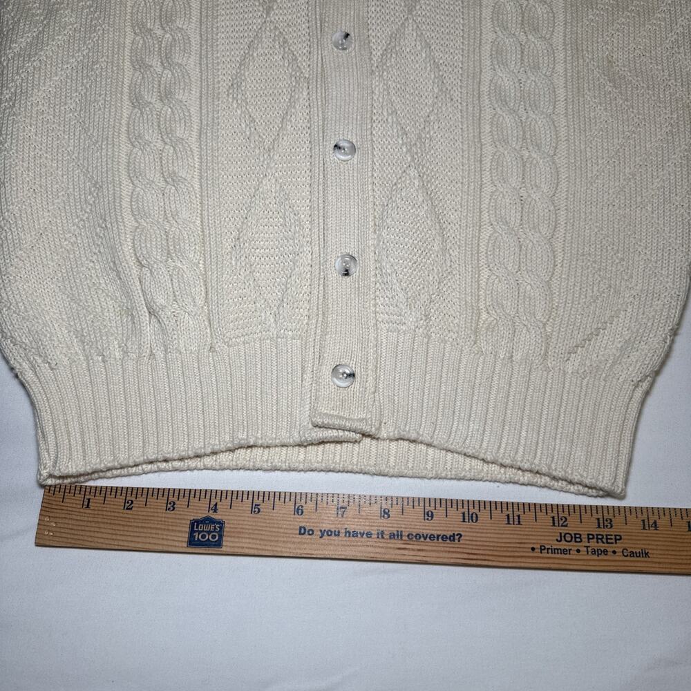Vintage Jantzen Mens XL Vest 80s Natural Cable Knit Button Cardigan Sweater NWT - Picture 10 of 12